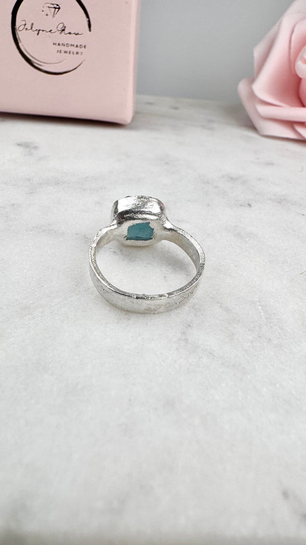 Bonbon dunkelblau Ring, Silber999, Größe 49