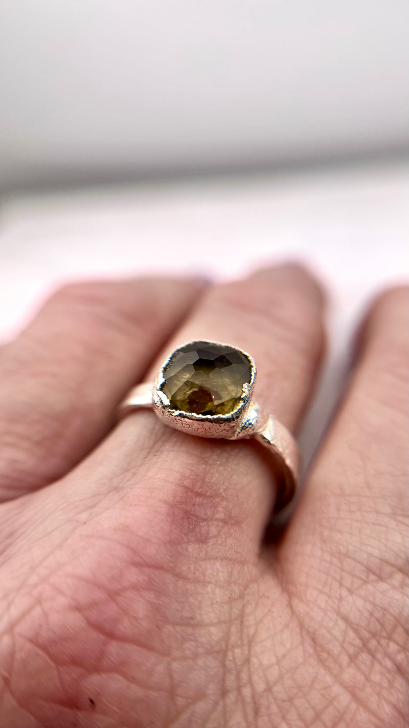 Bonbon Ring, Ocker, Silber999, Größe 58