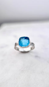 Bonbon Ring, hellblau, Silber999, Größe 50