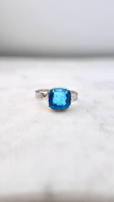 Bonbon Ring, hellblau, Silber999, Größe 50