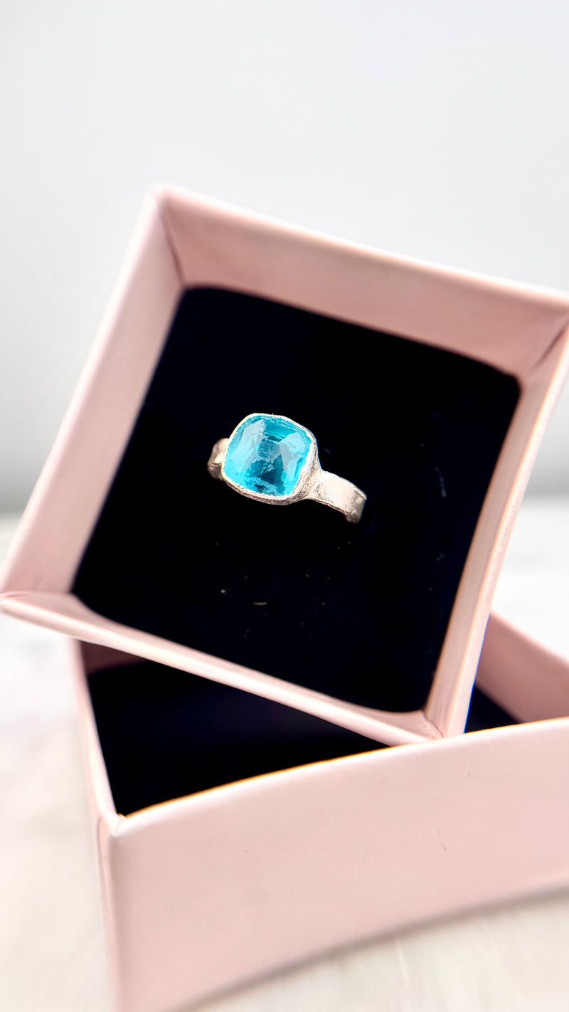 Bonbon Ring, hellblau, Silber999, Größe 50