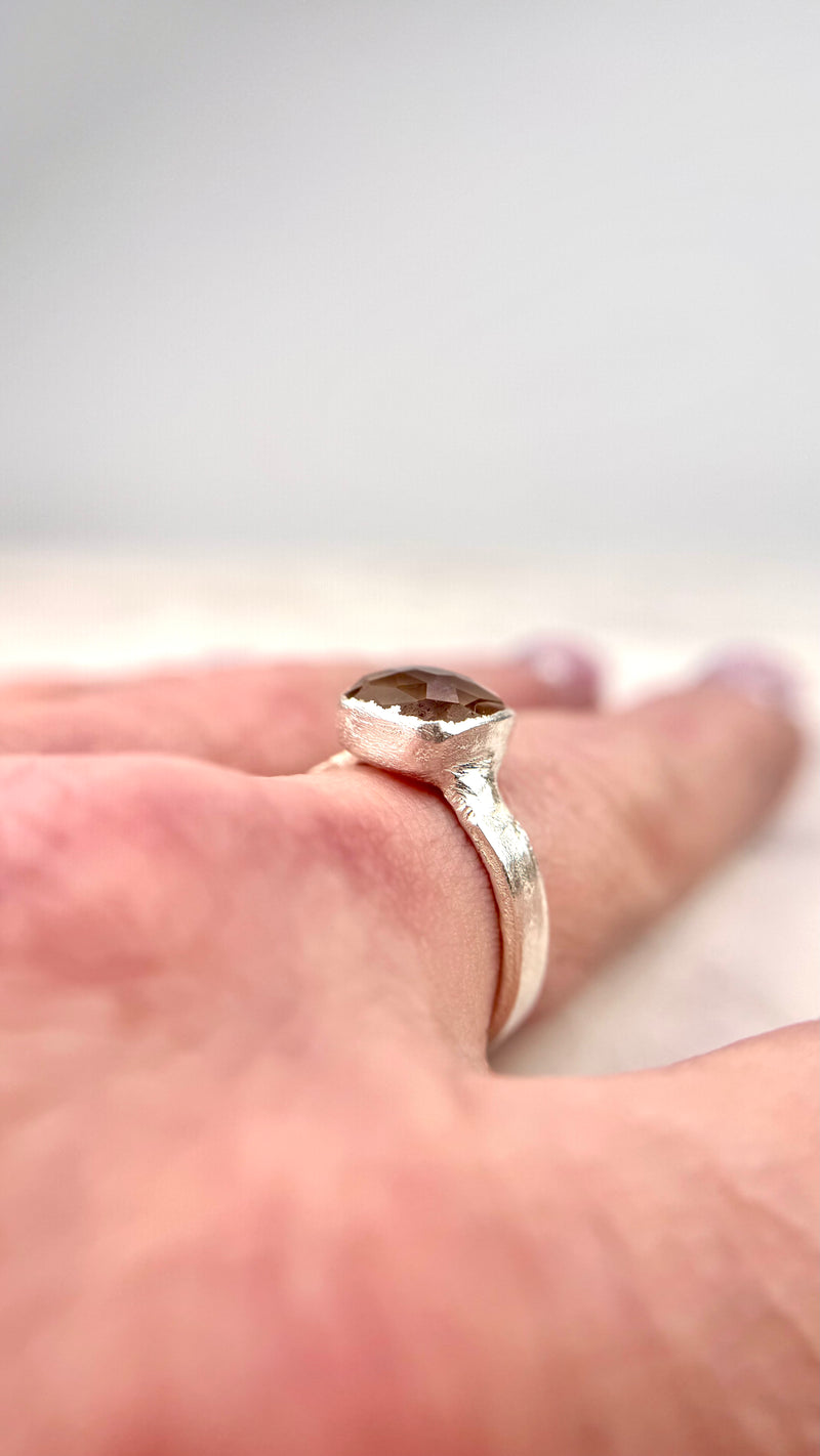 Bonbon Ring, hellbraun, Silber999, Größe 57