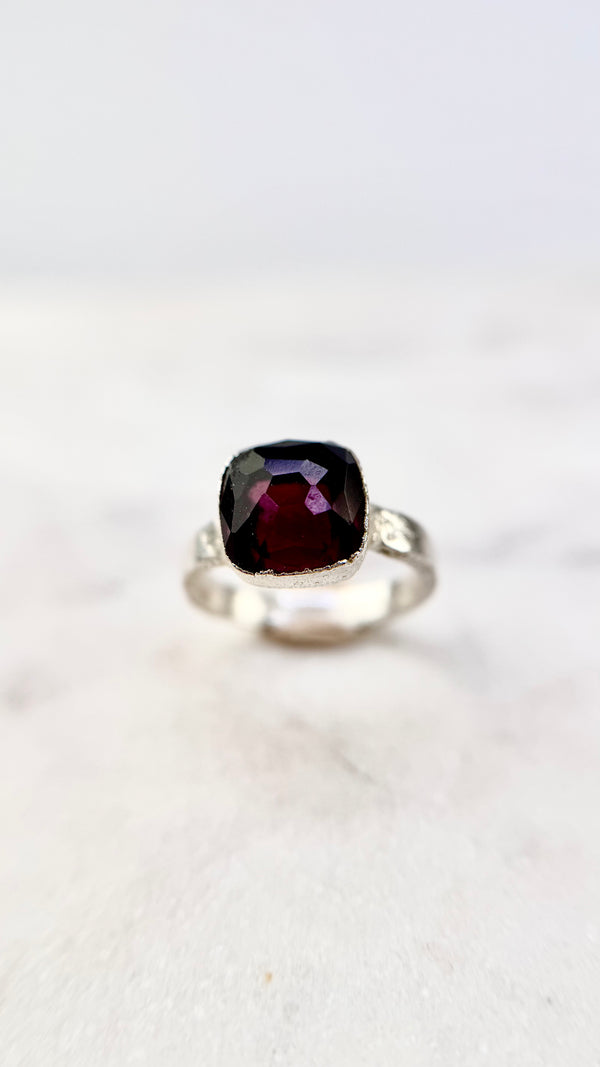 Bonbon Ring, weinrot, Silber999, Größe 50