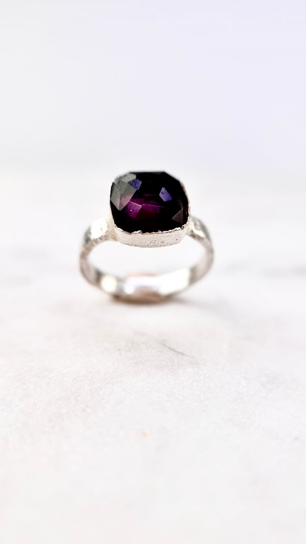 Bonbon Ring, weinrot, Silber999, Größe 50