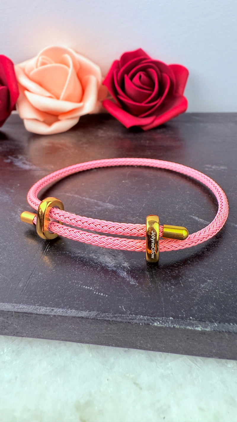 Armband Rosa, verstellbar, Edelstahl316- vergoldet, JolyneGlow