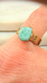 Larimar Ring, Gold plattiert, Größe 52