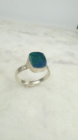 Ring with opals, silver, size 53