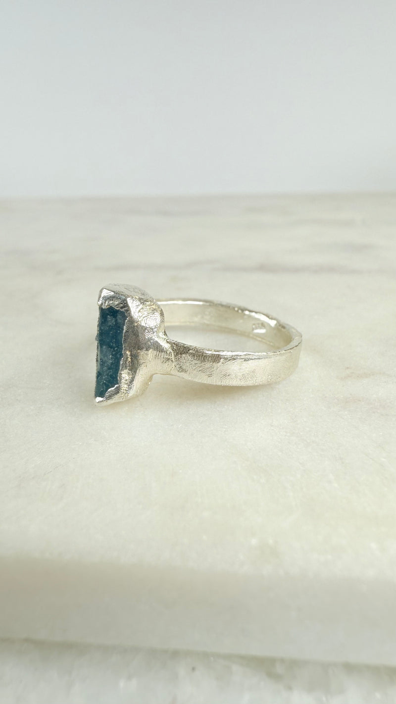 Ring Aquamarin roh Stäbchen, Größe 55