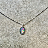 Kristall Opal weiss, zierliche Halskette, Silber925