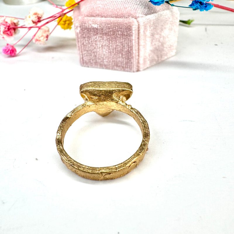 Ring mit Australischen Opal, Silber, Gold plattiert, Größe 60