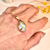 Moonstone pendant with chain, silver, gold plated