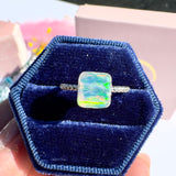 Ring with opals, silver, size 53