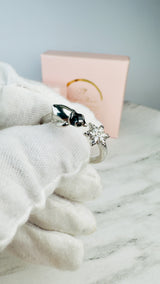 Ring Pinguin mit Schneeflocke, Silber925-Platin plattiert, verstellbar