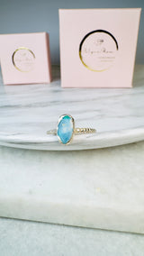 Ring with opals, silver, size 53