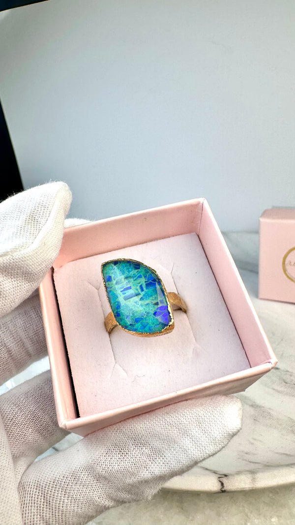 Ring Monarch Opal, Gold plattiert, Größe 60